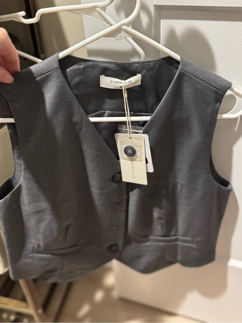 COMMENSE Gray Tailored Button Vest
